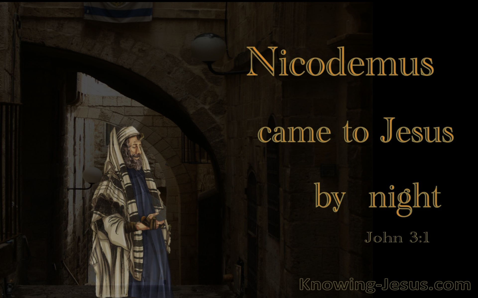 John 3:2 Nicodemus Came To Jesus By Night (orange)